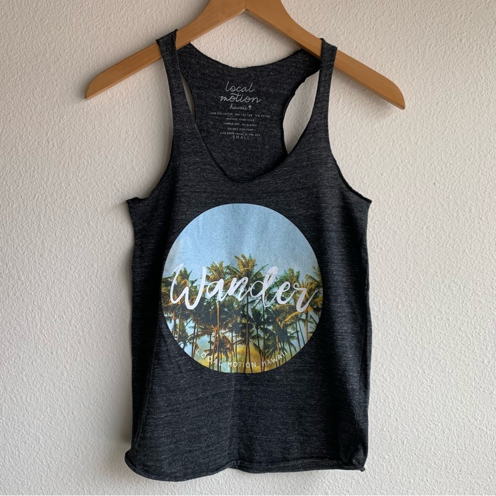 Local Motion Hawaii Racer Back Tank Top Wander Graphic Women Size: Small
